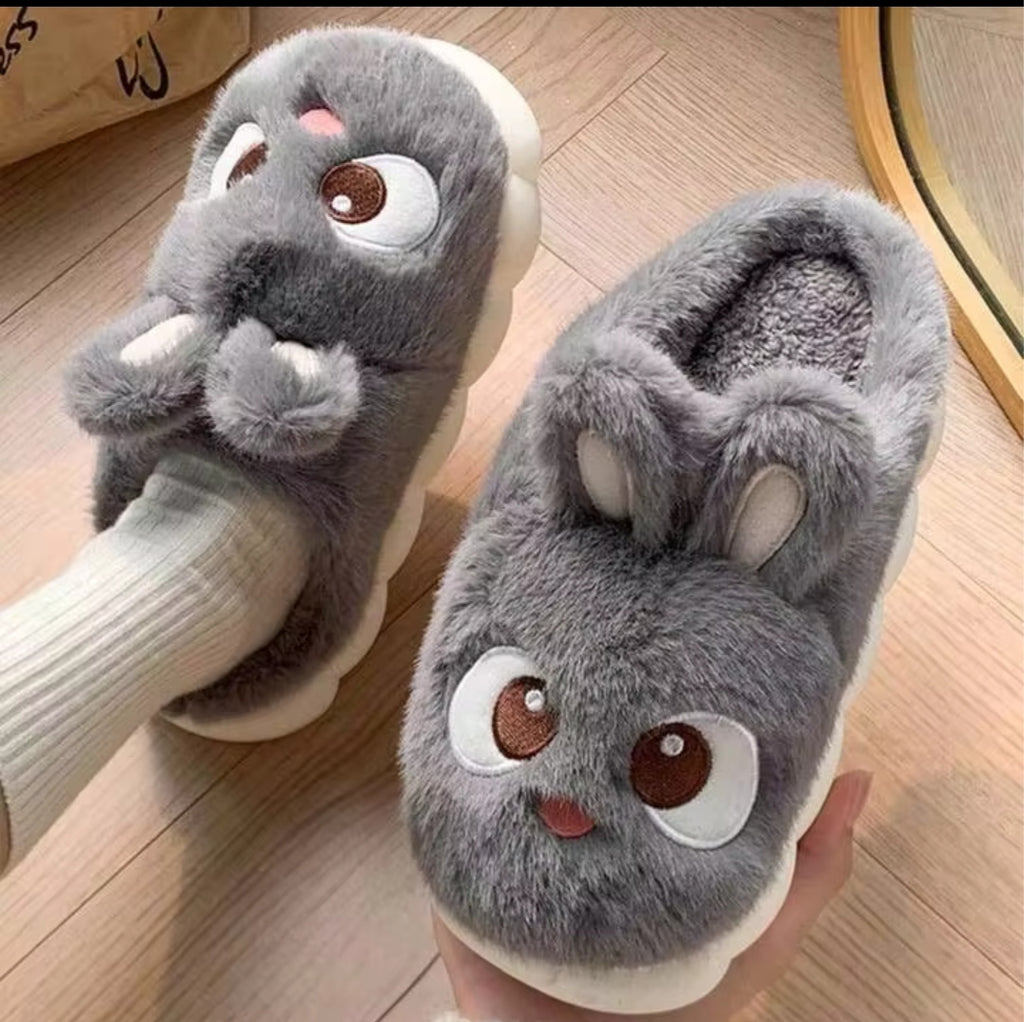 Tewgy Rabbit Plush Women’s Slippers - รองเท้าแตะผู้หญิงขนตุ๊กตากระต่าย Tewgy